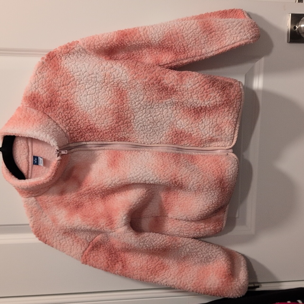 Old Navy Kids Pink and Cream Sherpa Jacket - Picture 2 of 4
